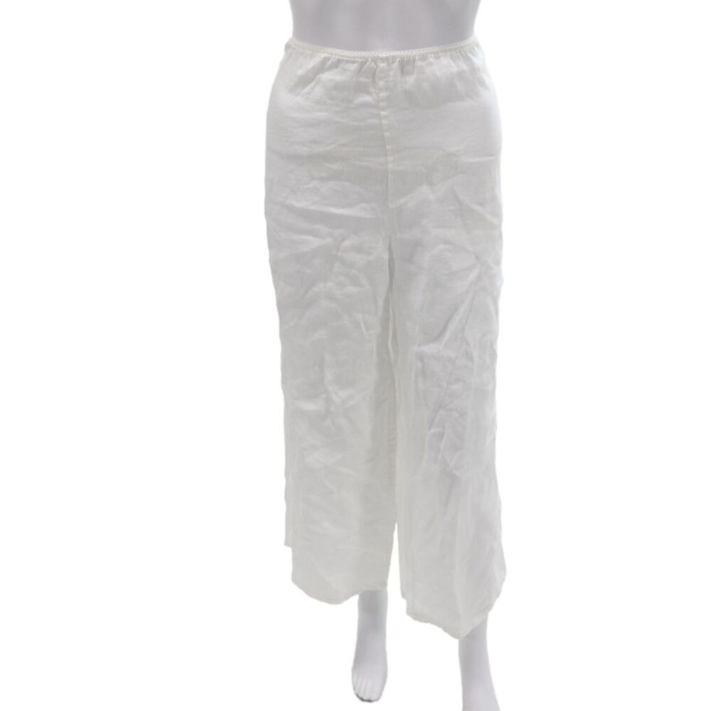 Doen Women Cropped Pants White Linen Summer Bohemian Size XL